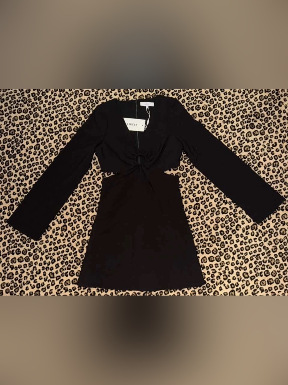 Likely Black Long-Sleeve Cutout Ring Front Mini Dress